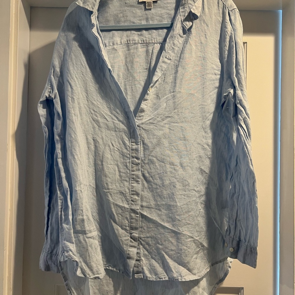 Casual Light Blue Women's Button Down Shirt